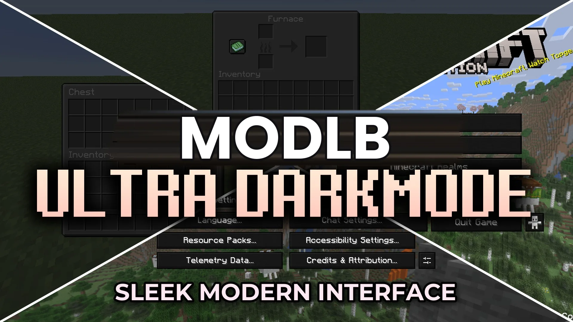 Ultra Darkmode Resource Pack (26.2, 1.20.1) – Sleek Black Menus for Late Night cover art