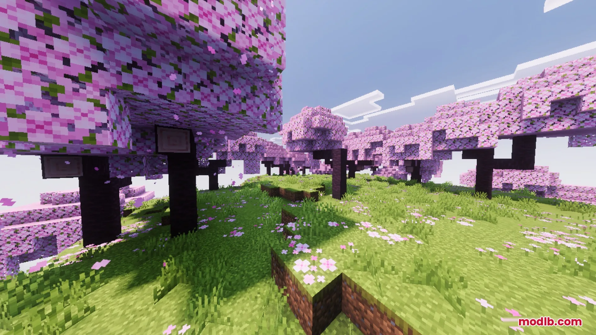 Vibrant Legacy L Espace Shader Screenshot 7 Lush cherry blossom grove with pink trees and flowers under a bright sky