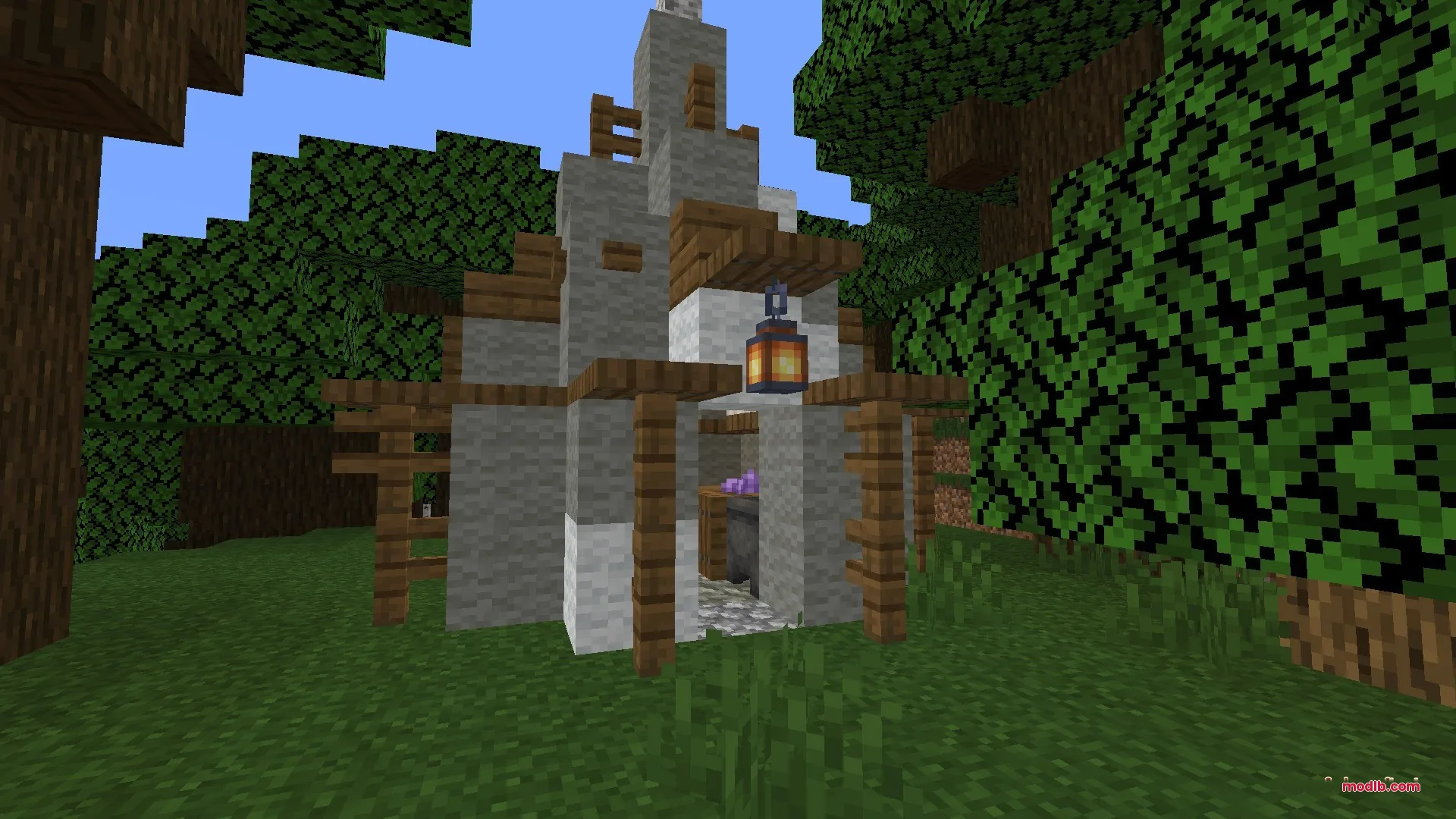 Vista Lore Bound Data Pack Screenshot 2 A small stone structure from Vista Lore Bound Data Pack in the forest