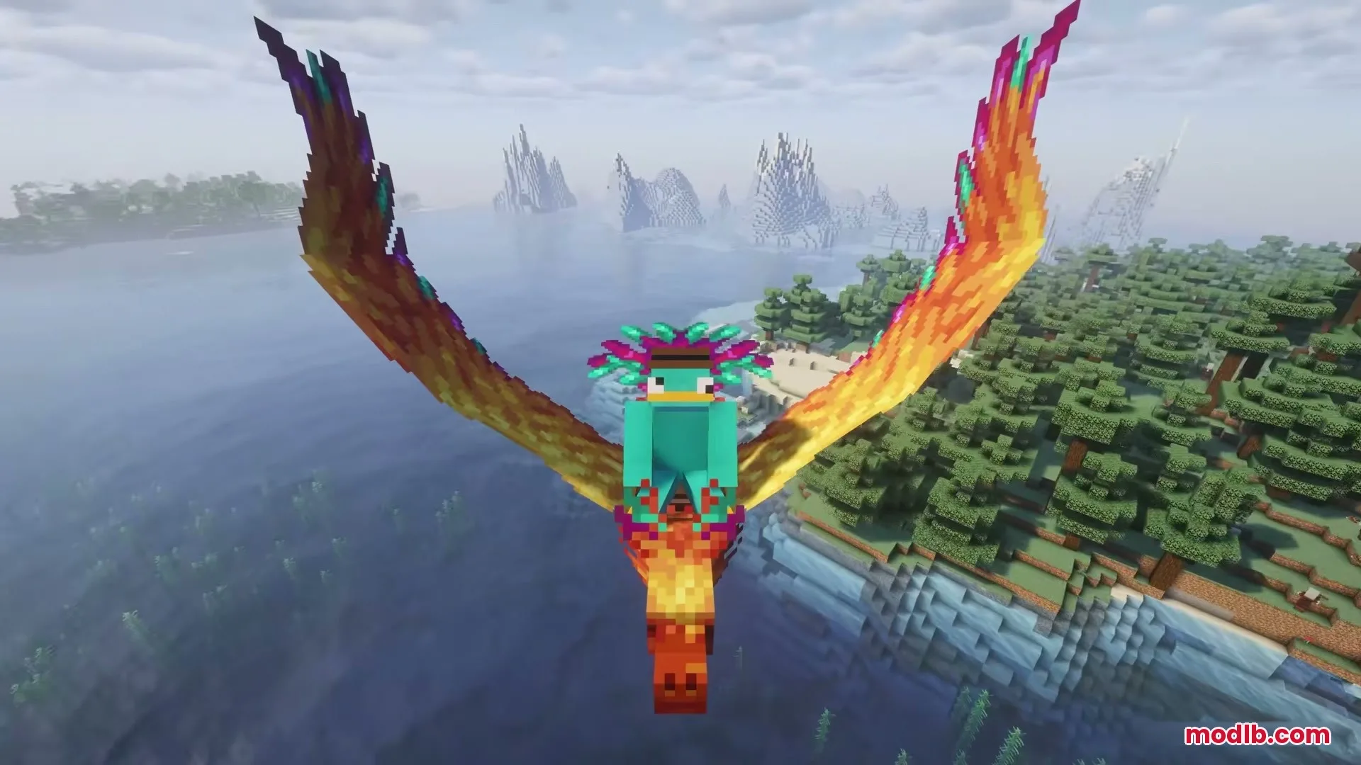 Wings of Fire by RipleysMods Mod Screenshot 3 A player riding a majestic phoenix from the Wings of Fire mod