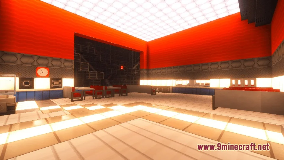 Yog Mod Screenshot 6 Modern break room interior using red wall blocks and science lab furniture