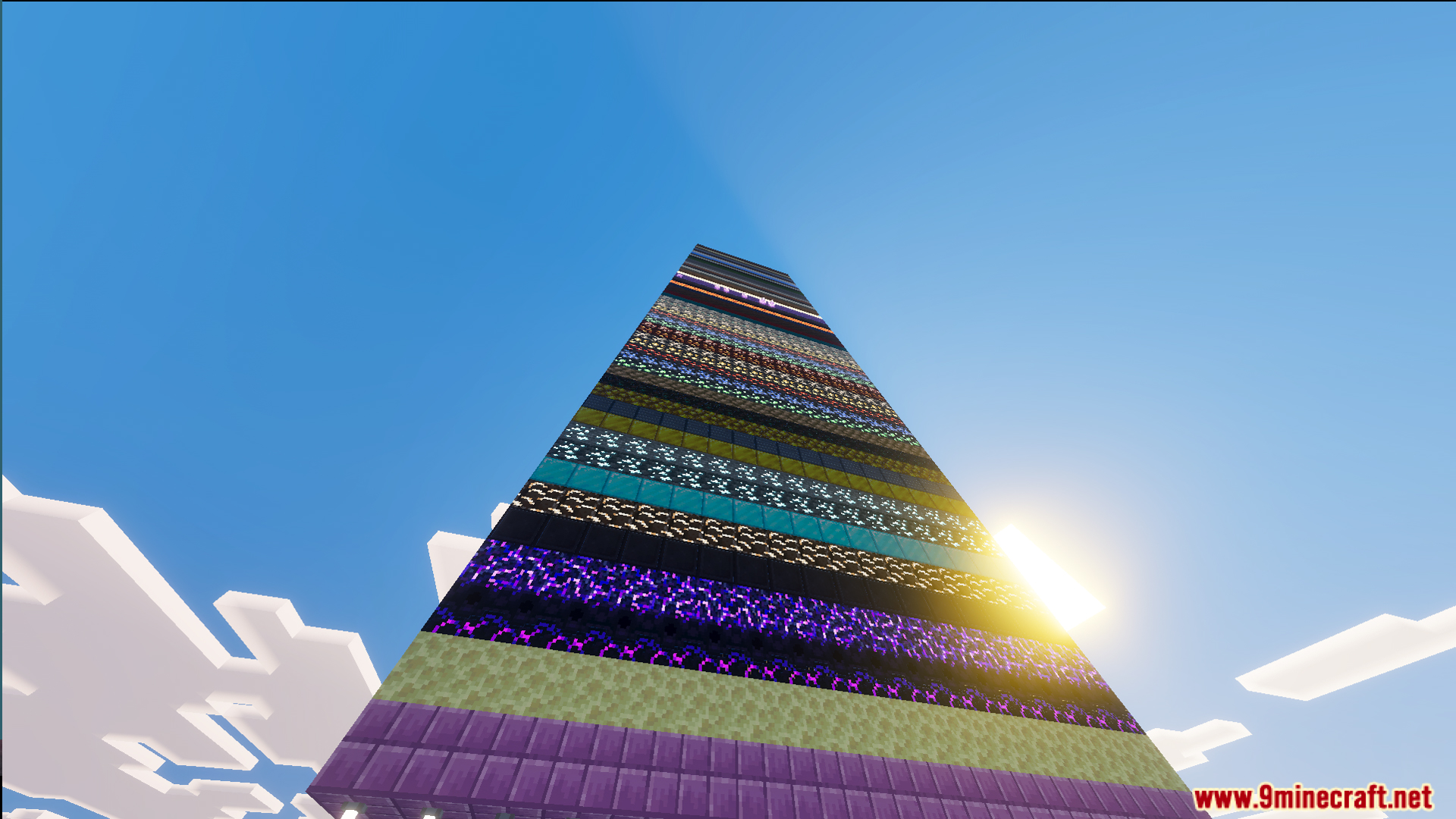 A 100 Layer Challenge Single Chunk Edition Map Screenshot 7 A massive tower featuring one hundred unique layers of different block types