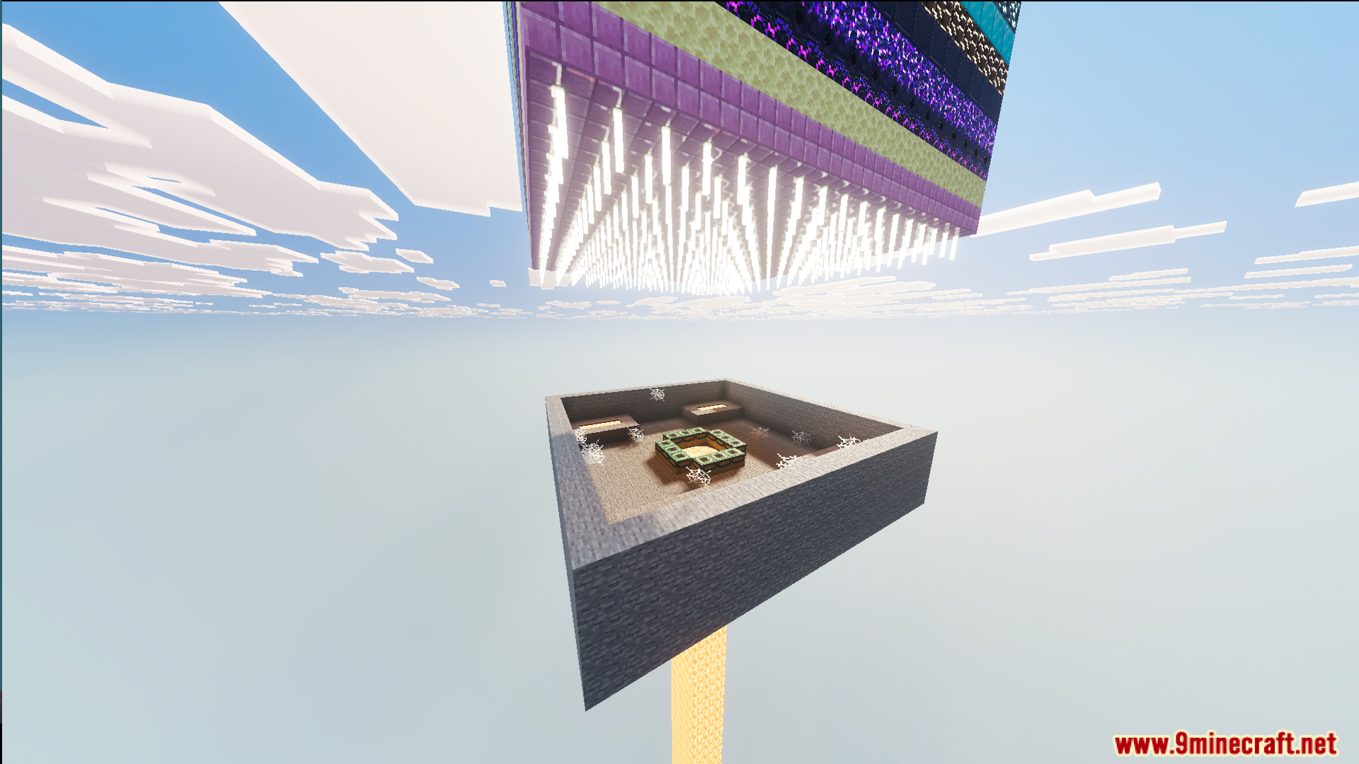 A 100 Layer Challenge Single Chunk Edition Map Screenshot 8 A stone platform with an end portal frame below the floating layers