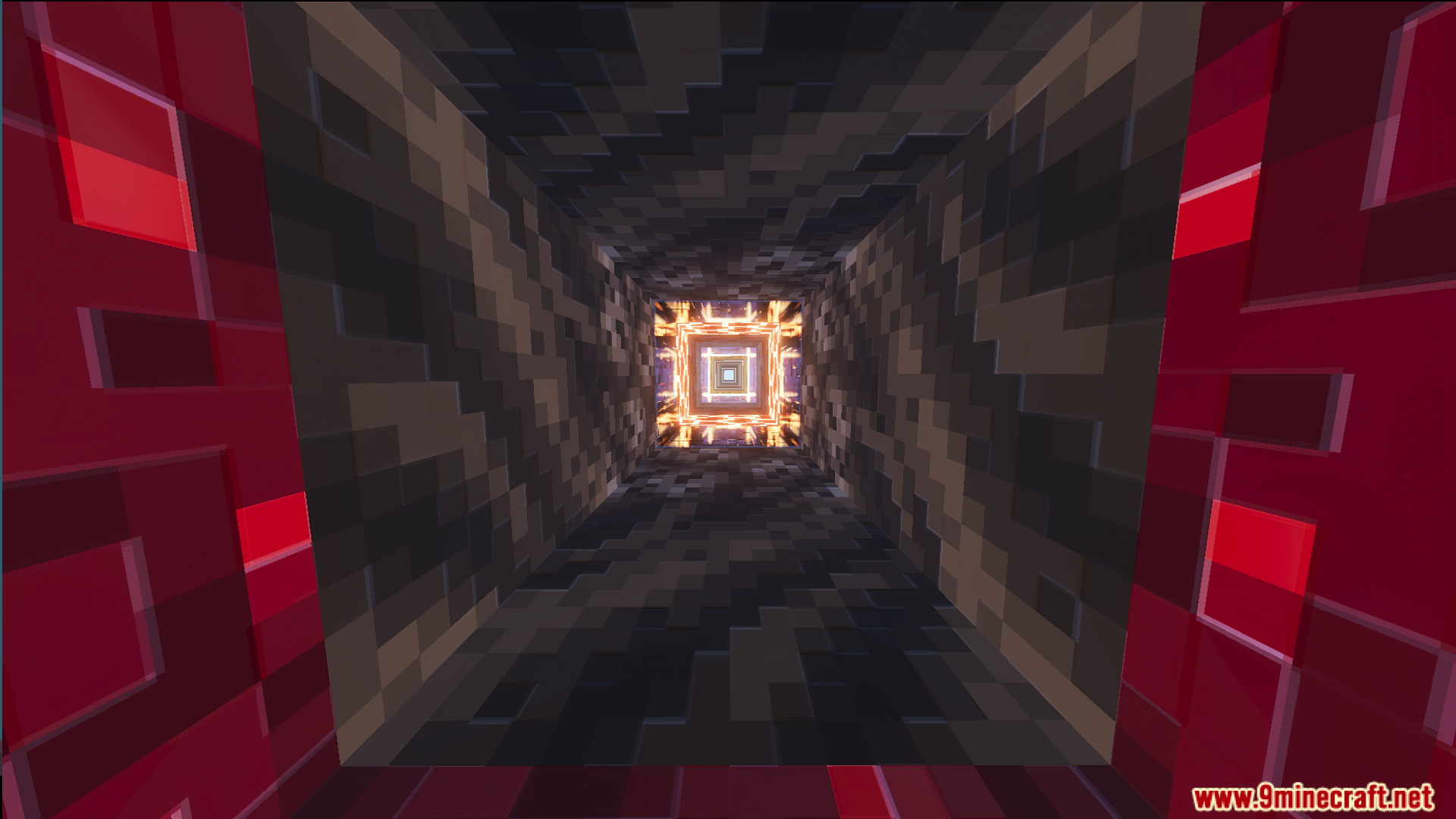 Looking down a deep vertical shaft in the 100 layer survival map