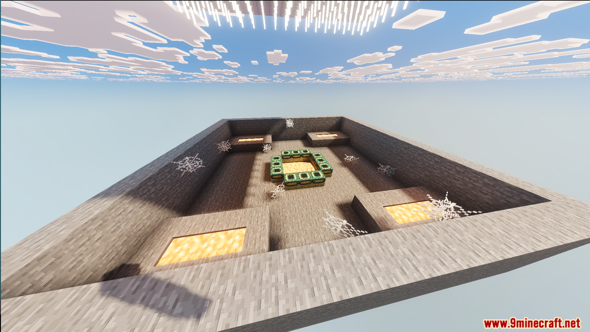 Stone layer with an end portal frame and lava pools in a chunk