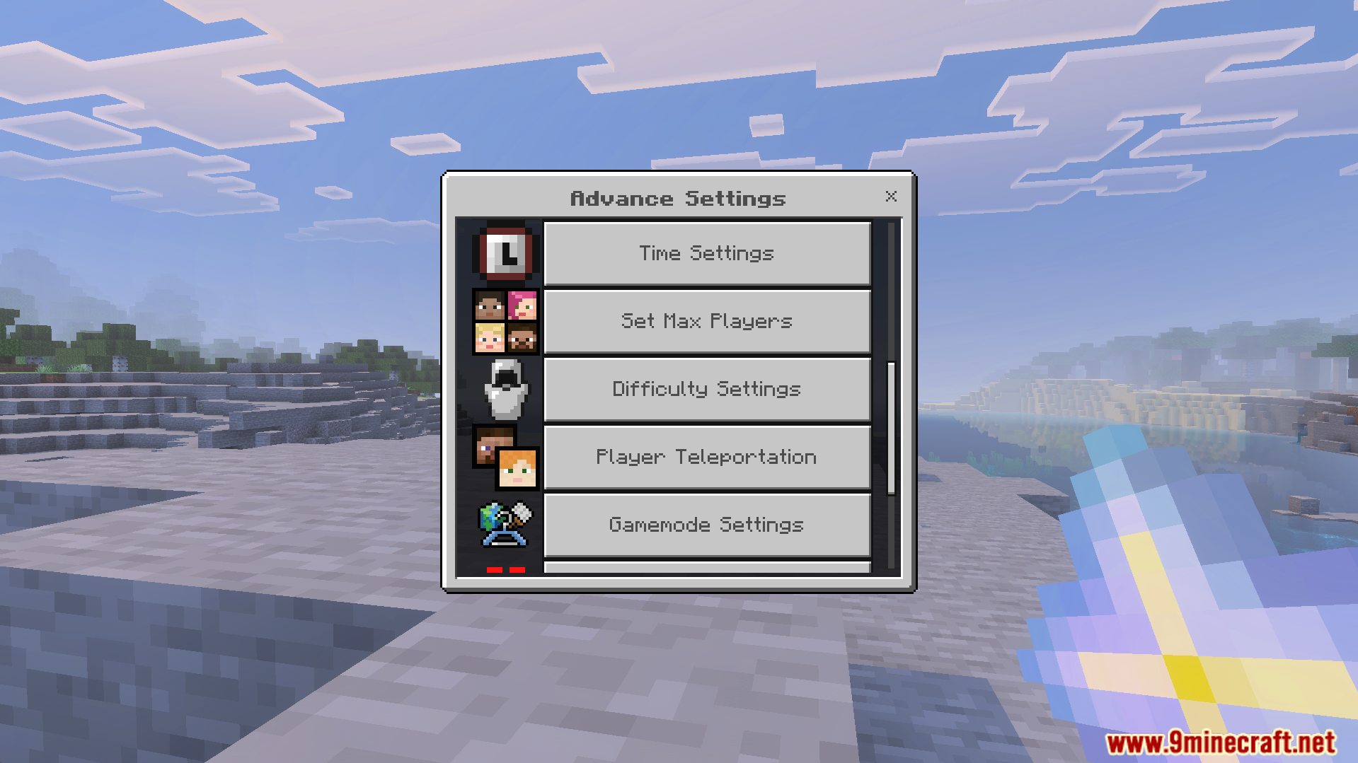 Scrolled menu showing time settings difficulty levels and gamemode options for players