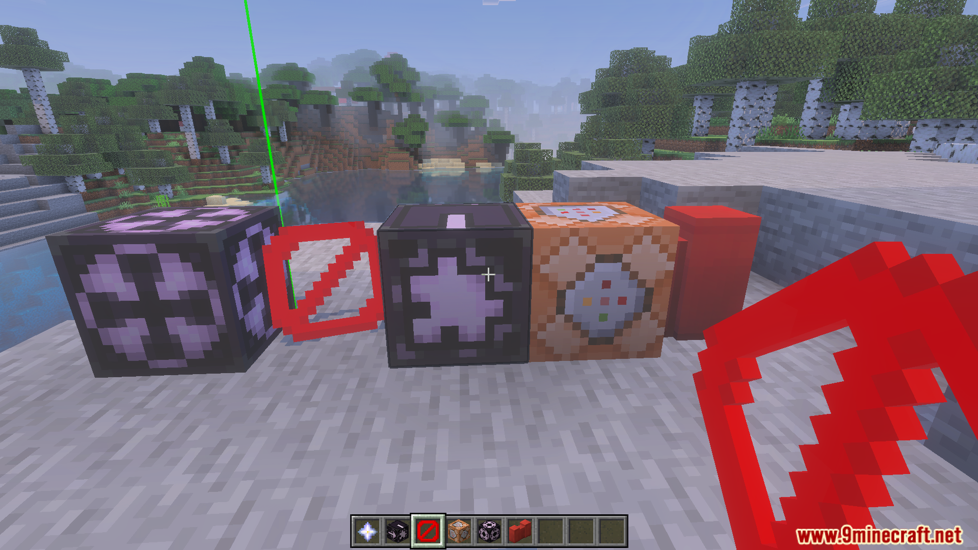 Technical blocks including command blocks and barriers placed on the ground