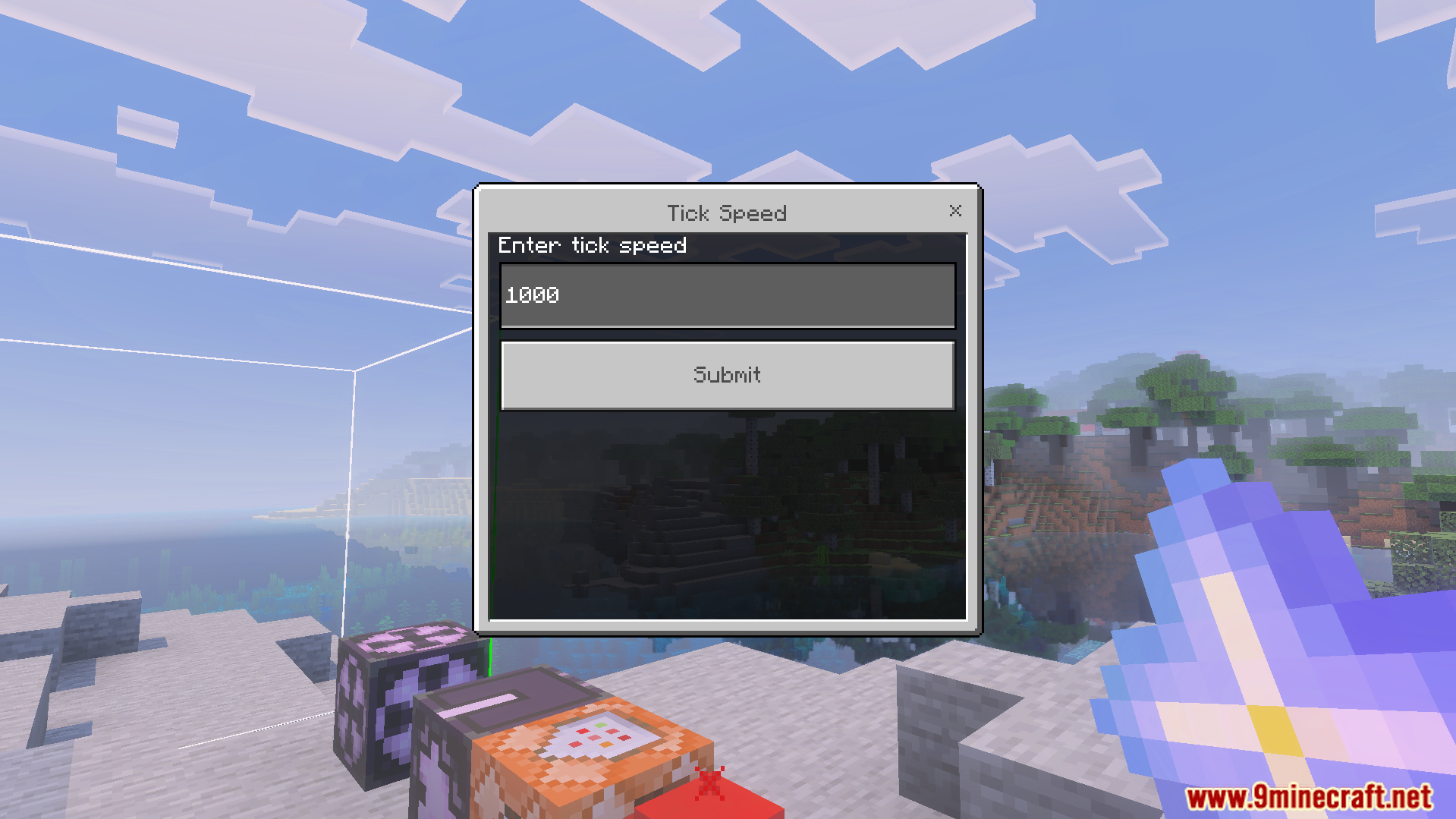 Interface for entering tick speed values using the Advance Settings Addon menu