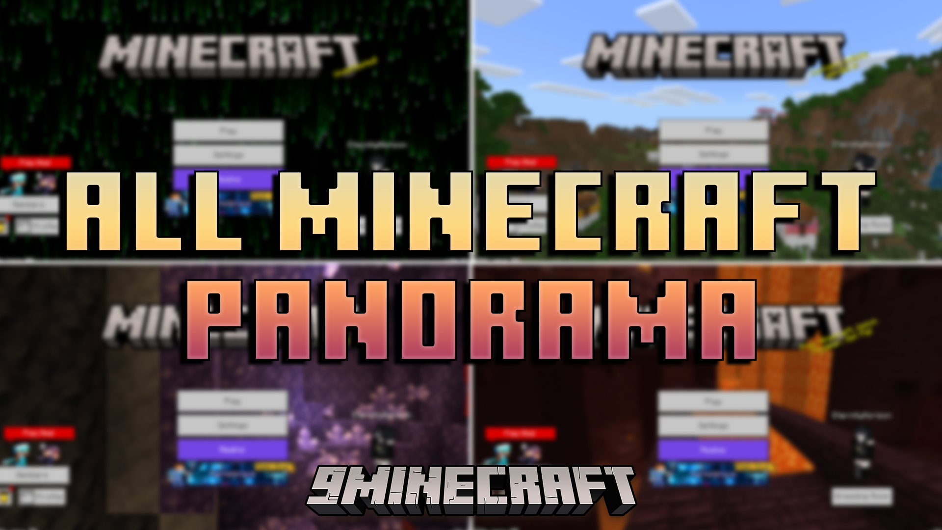 All Minecraft Panorama Texture Pack (26.x, 1.21) – Unlock 54 Classic Menu Backgrounds