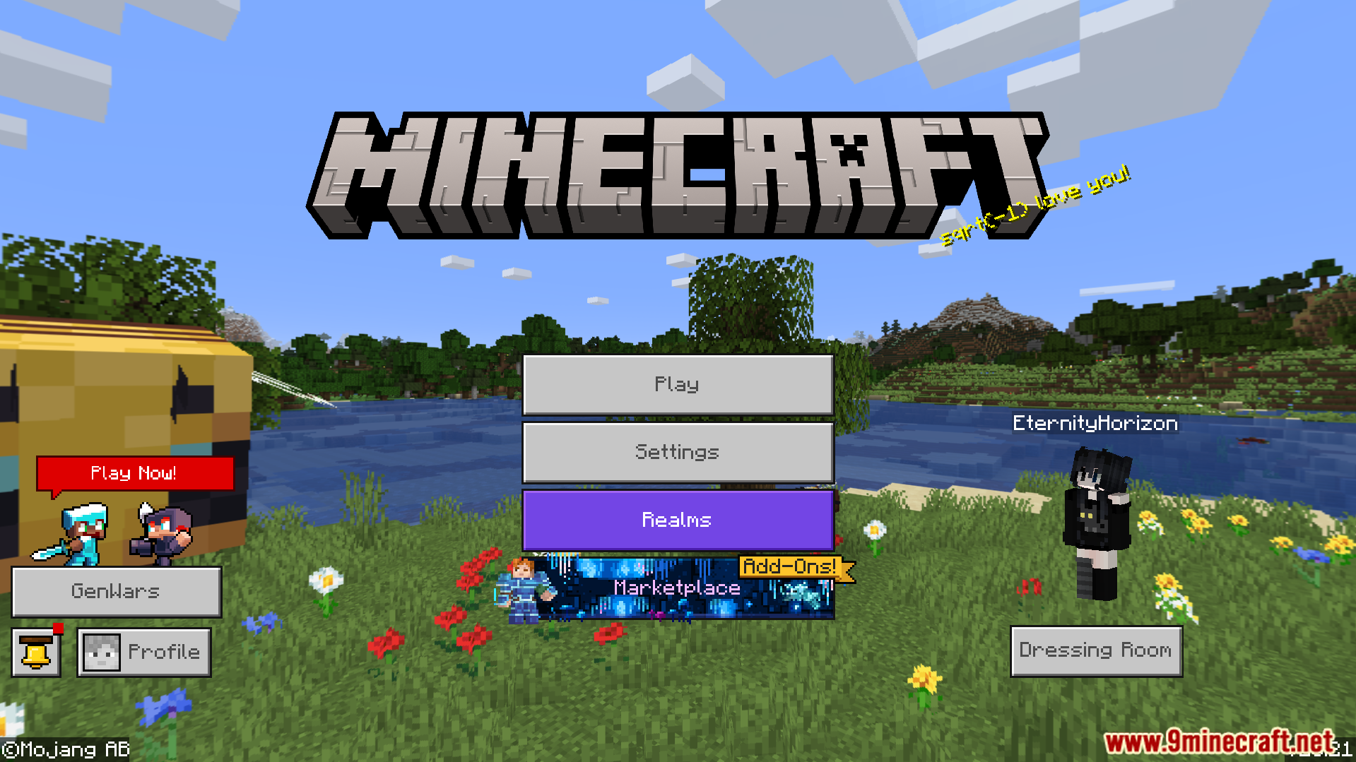 All Minecraft Panorama Texture Pack Screenshot 7 Main menu interface displaying a bright grassy landscape background from the texture pack