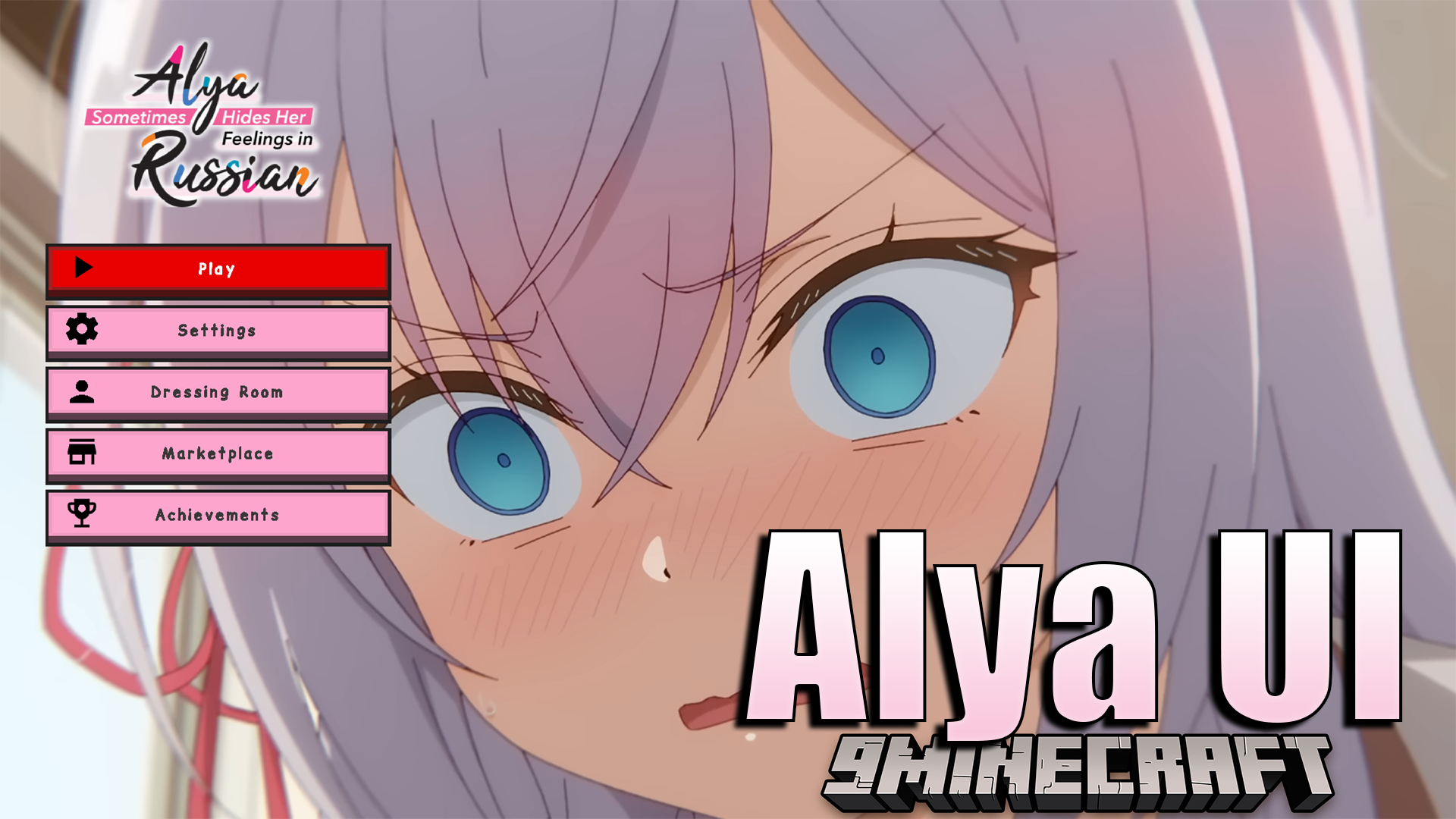 Alya UI Texture Pack (26.x, 1.21) – Bright Pink Anime Theme With Transparent UI