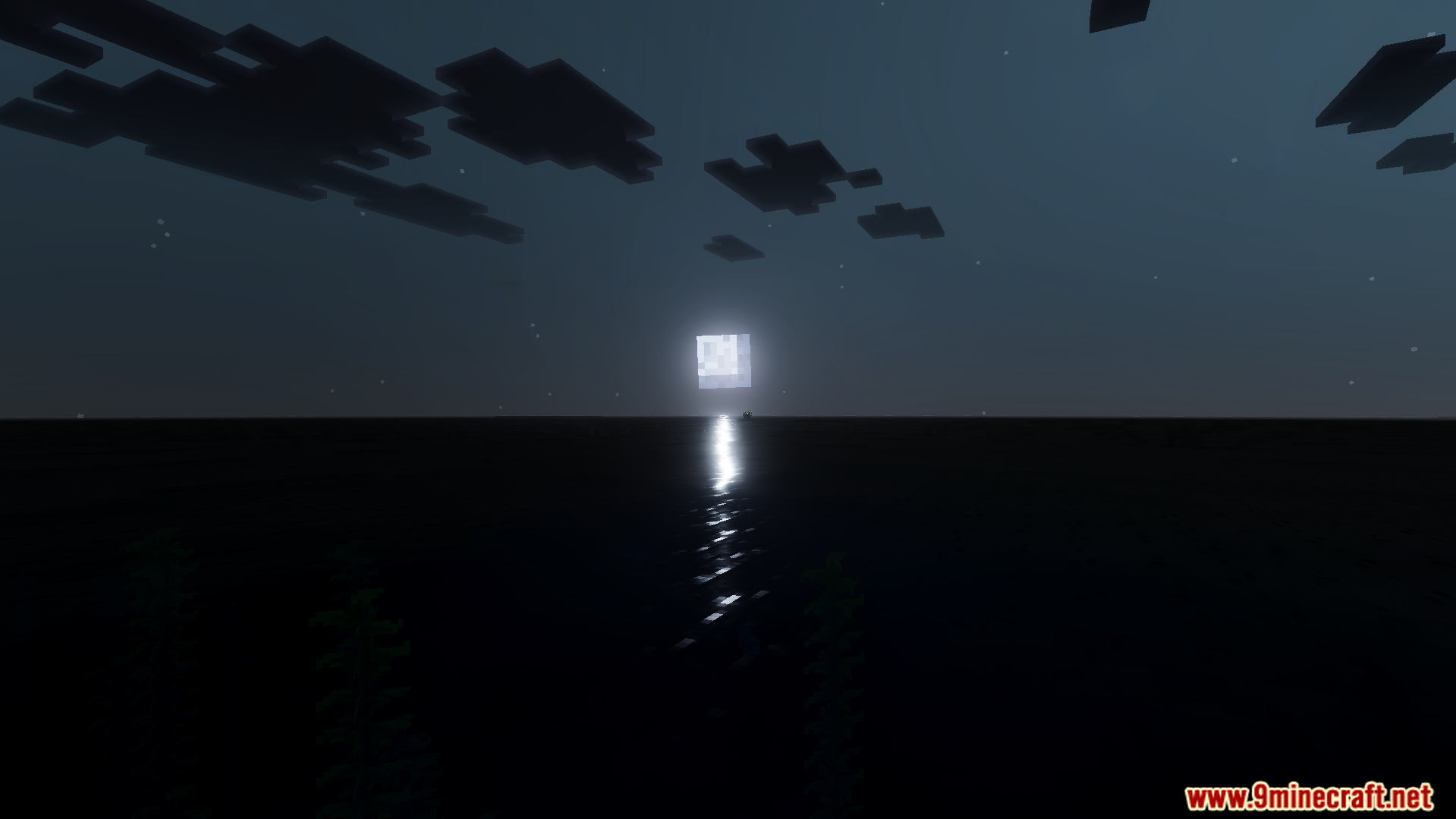Anima Shader Screenshot 7 Square moon reflecting on dynamic 3D water under a dark starry night sky