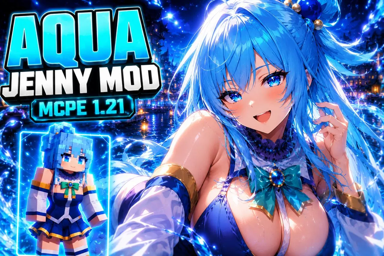 Aqua Jenny Mod MCPE 1.21 Anime Addon for Bedrock Edition