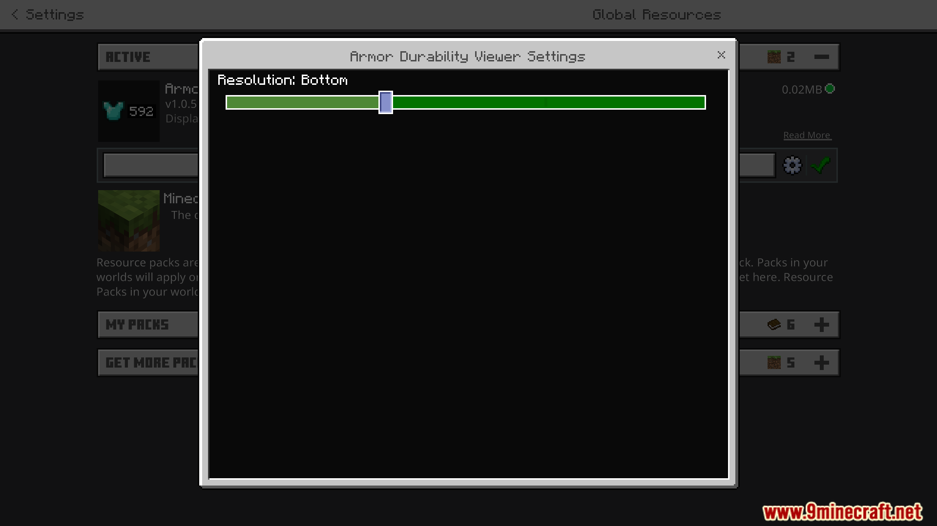 Configuring the Armor Durability Viewer addon settings in the menu