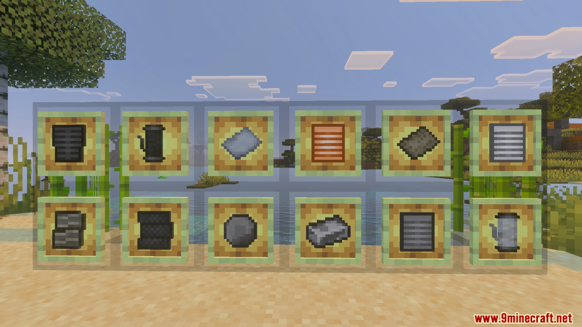 Craftable tactical equipment items and steel ingots displayed in item frames