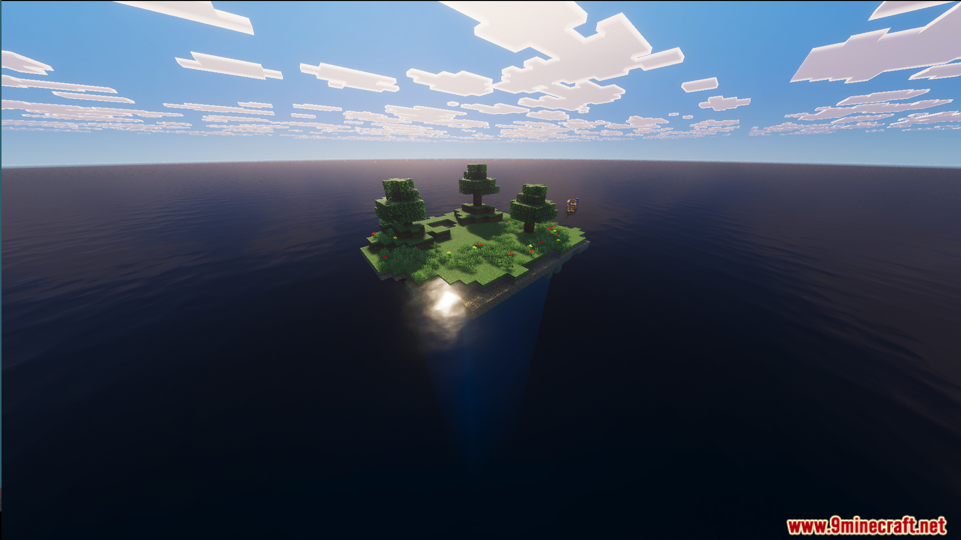 BakuBuilds Survival Island Map Screenshot 4 Aerial view of a tiny island in the middle of the ocean