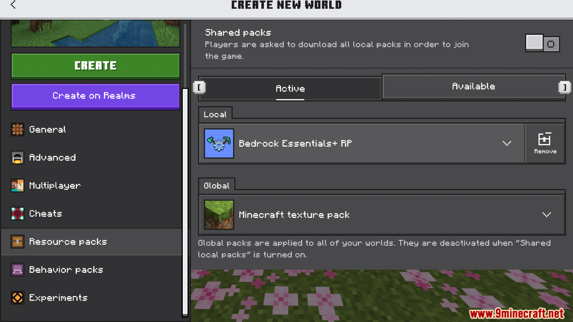 The matching resource pack is also enabled for the world