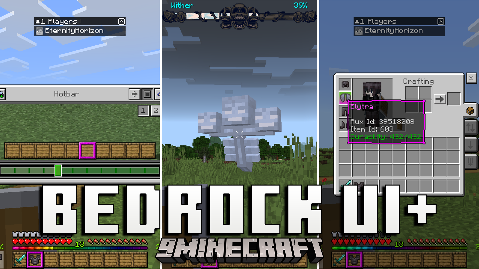 Bedrock UI Plus Texture Pack (26.x, 1.21) – A Custom UI With Helpful Stats for Minecraft PE