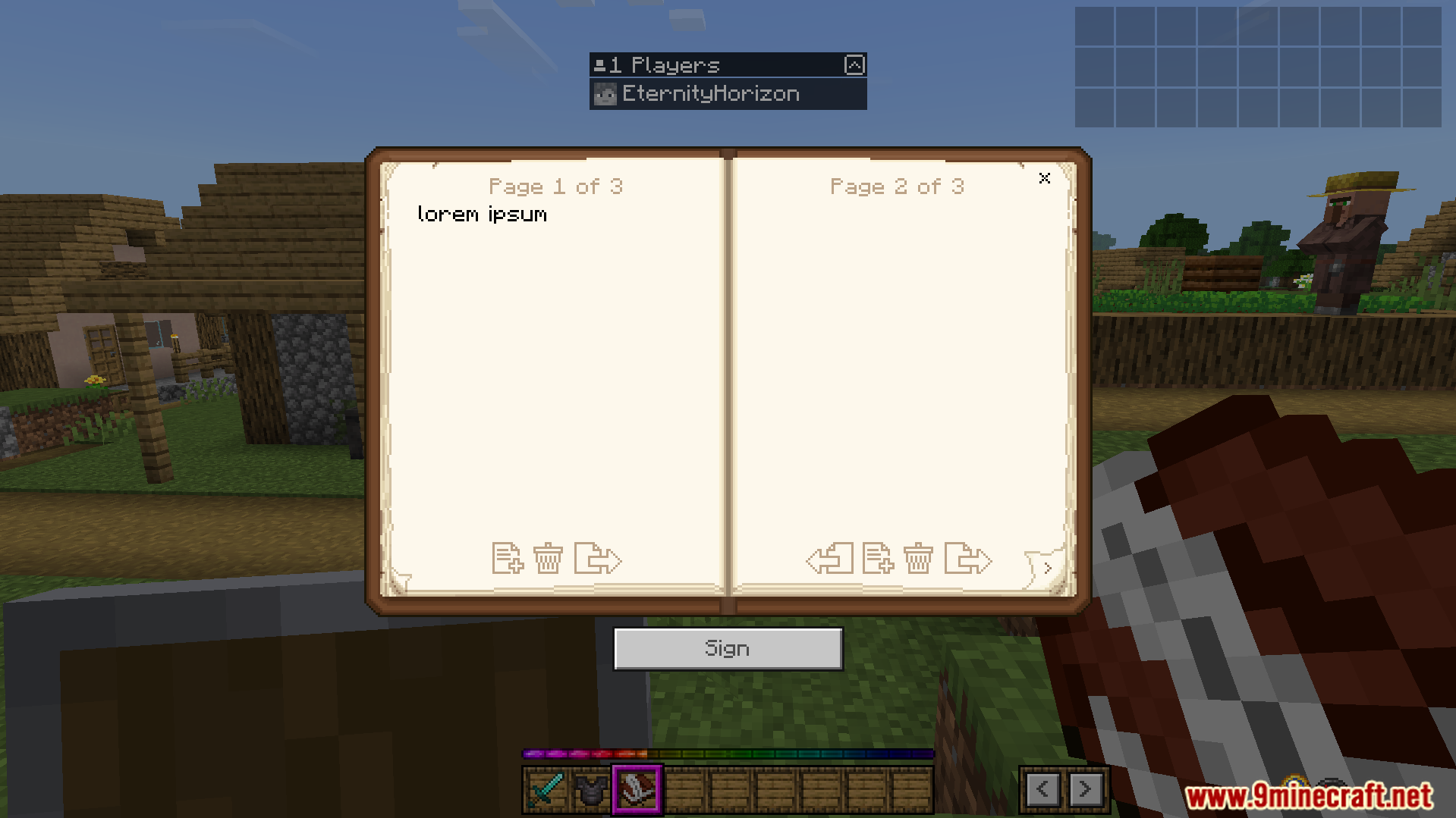 An example of the addon's new user interface screens