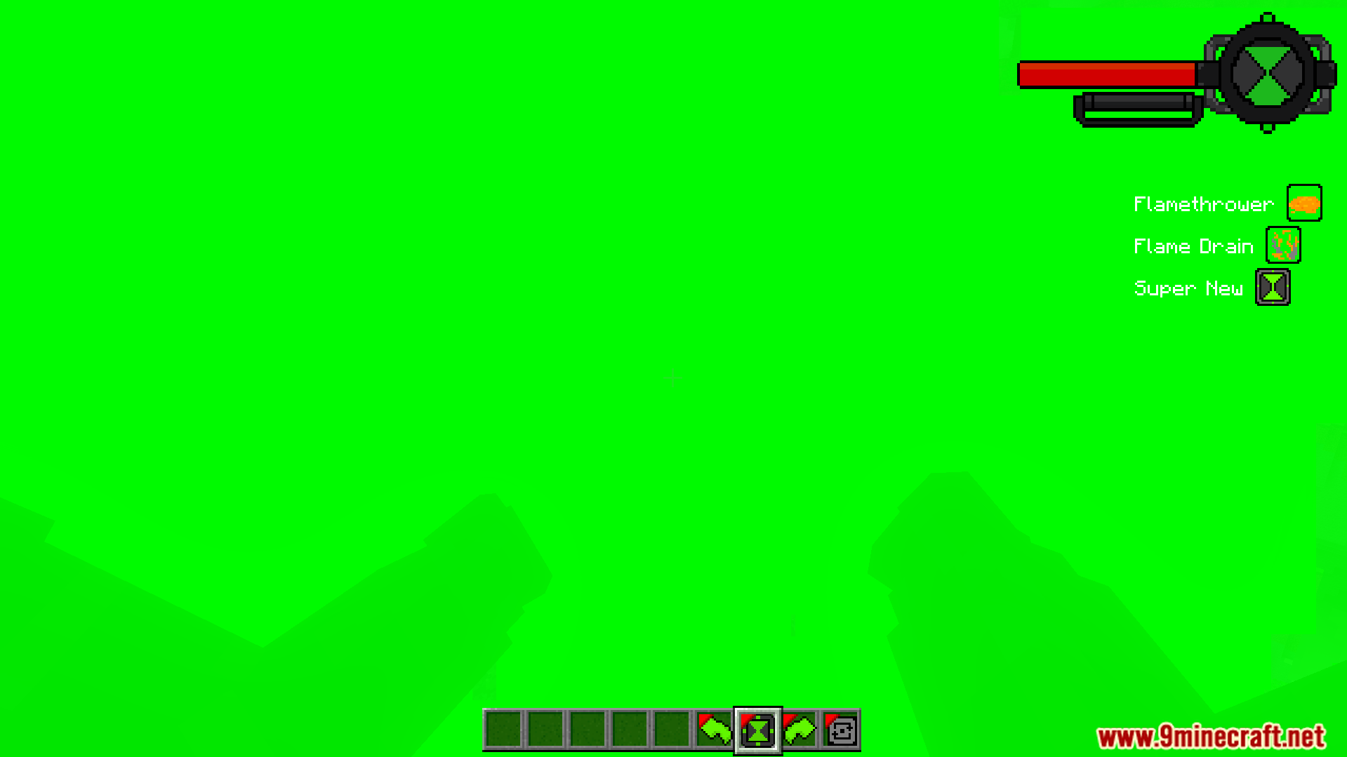 Green screen view showing custom abilities and health bar interface
