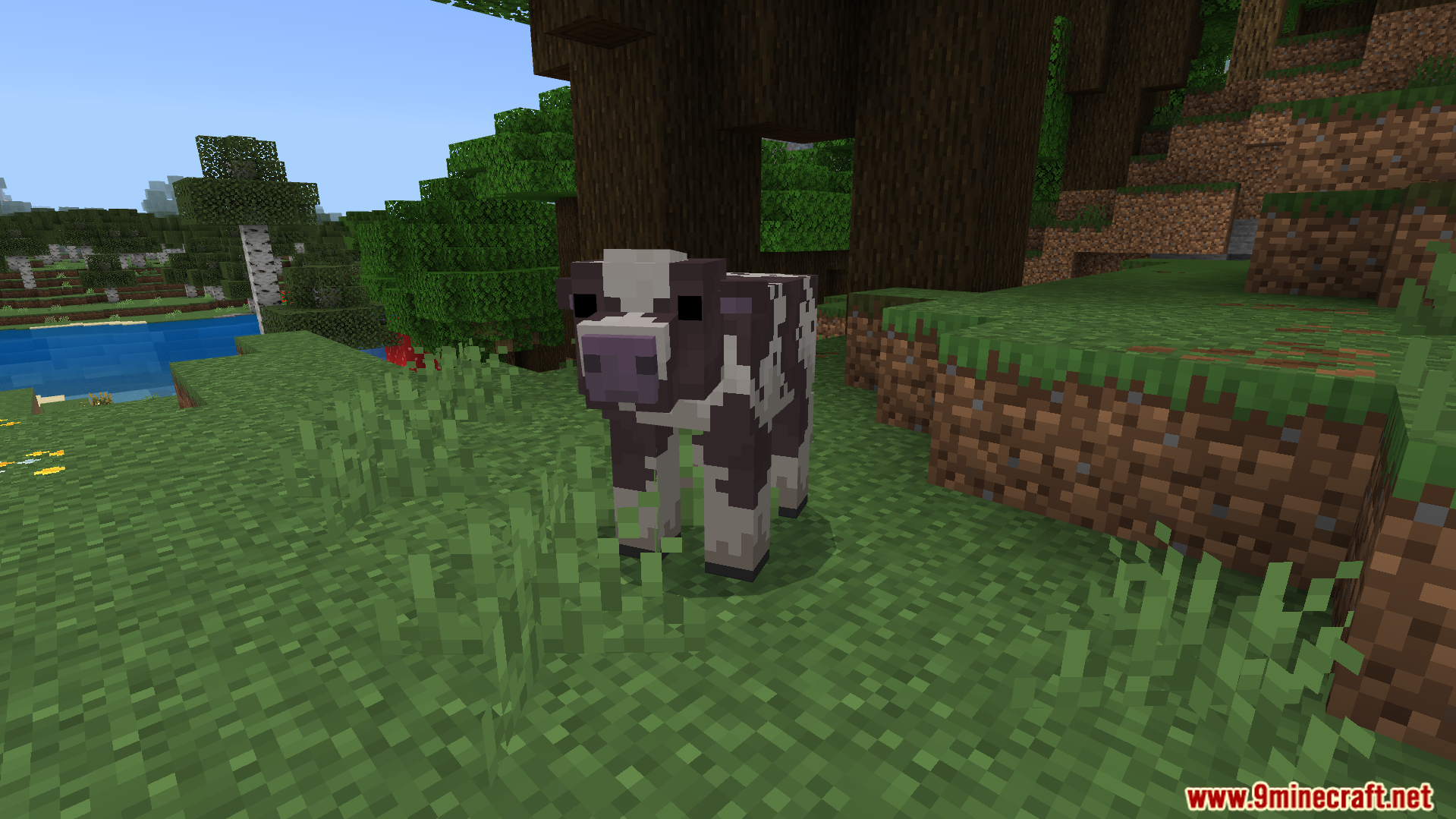 cow with a realistic custom model and new texture standing on grass