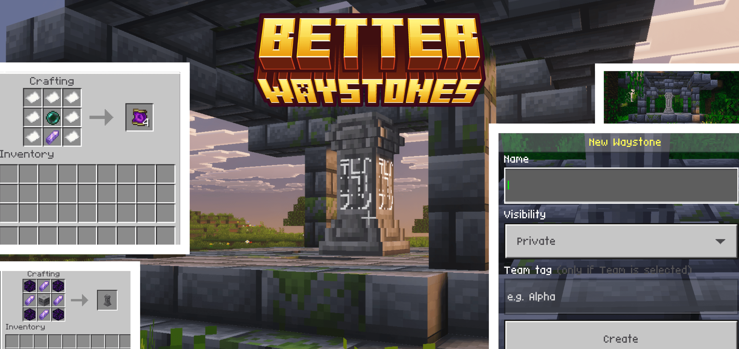 Better Waystones Addon (26.x, 1.21) – Craftable Waystones for Fast Travel