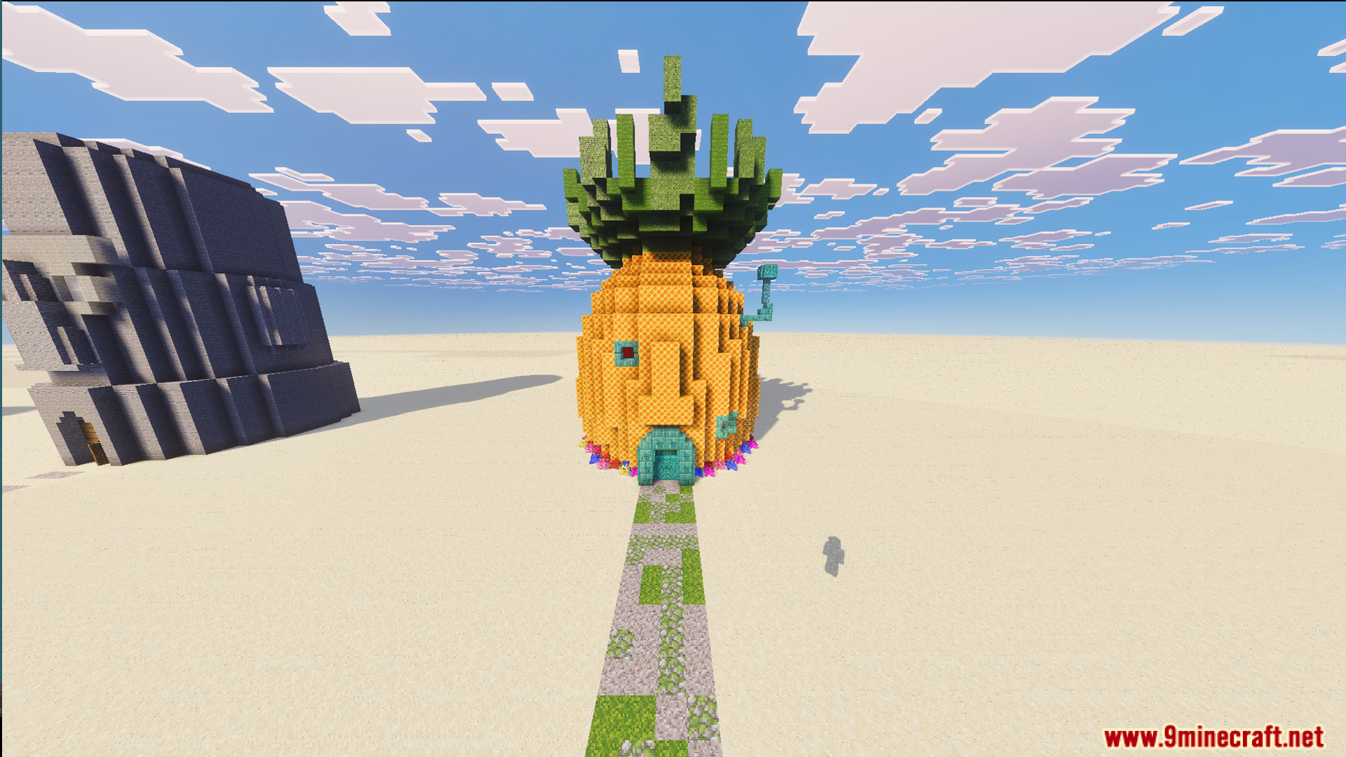 Iconic pineapple house of the main character in the sandy world