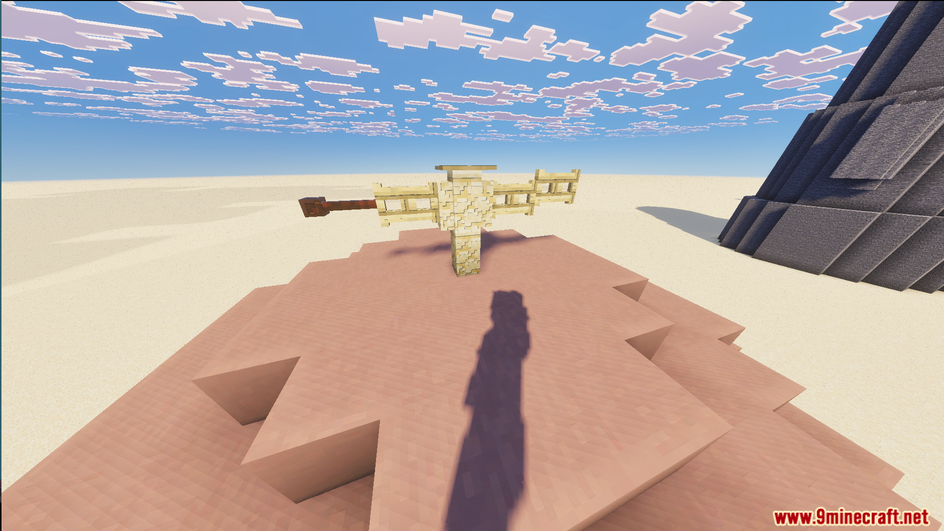 Sandstone structure built on a sandy hill in the Bikini Bottom map