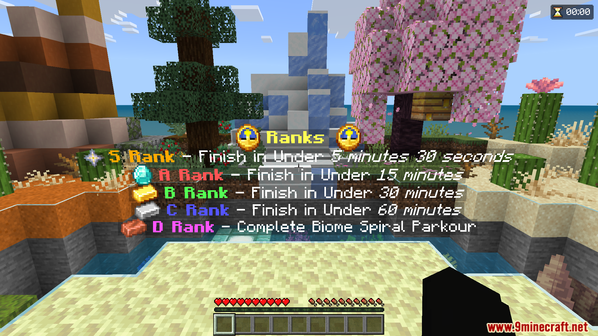 Biome Spiral Parkour Map Screenshot 1 Players can earn special letter ranks based on their final time