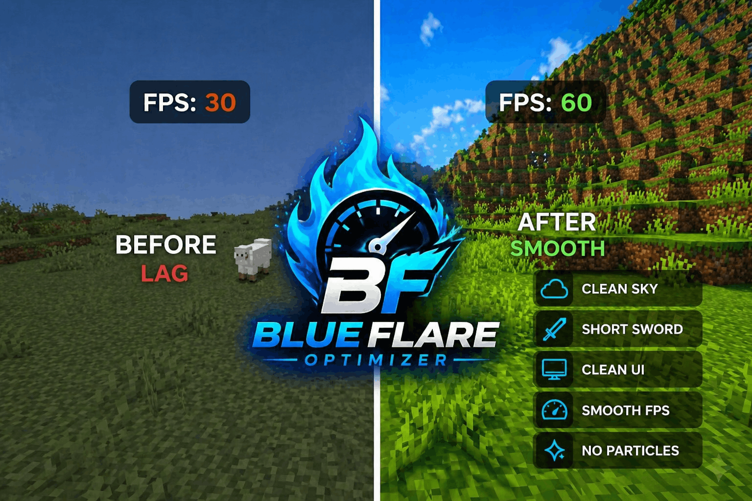 Blueflare Optimizer Texture Pack (26.x, 1.21) – Boost FPS and Reduce Game Lag