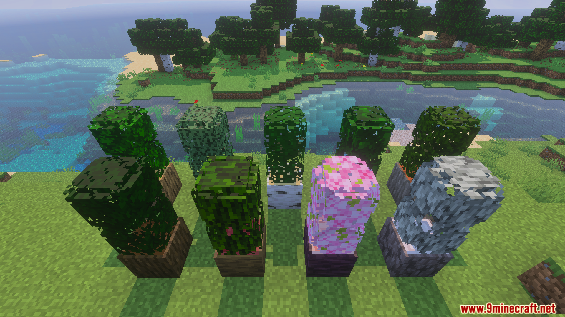 Bushy Trees Texture Pack Screenshot 5 Bushy Trees Texture Pack displays various leaf styles on wooden logs