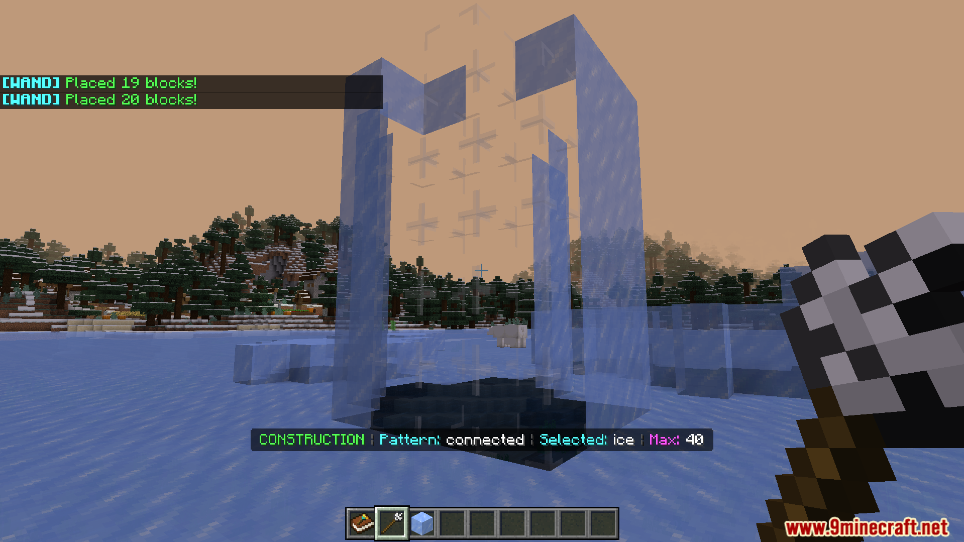 Construction Wands Addon Screenshot 8 Building a large vertical ice wall with wand tool in construction mode