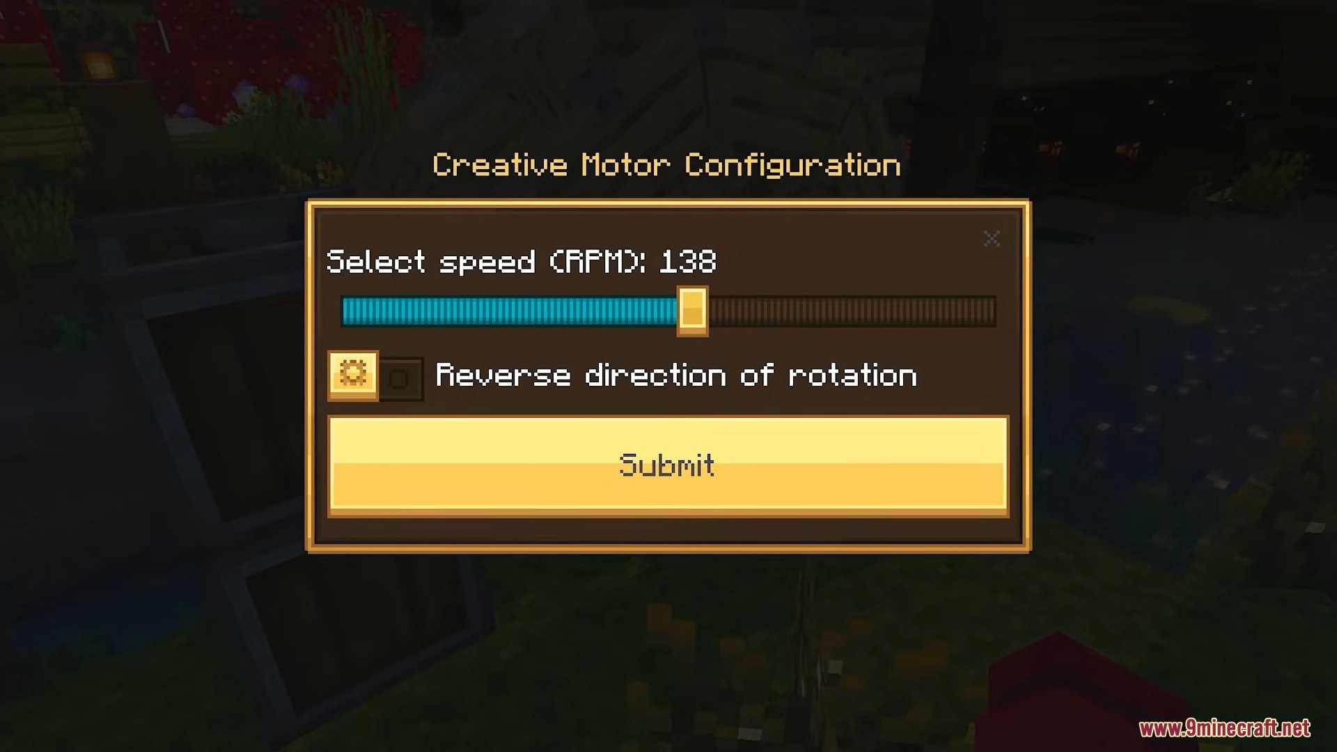 Create Bedrock Addon Screenshot 2 Creative motor configuration menu with a slider to adjust the rotation speed