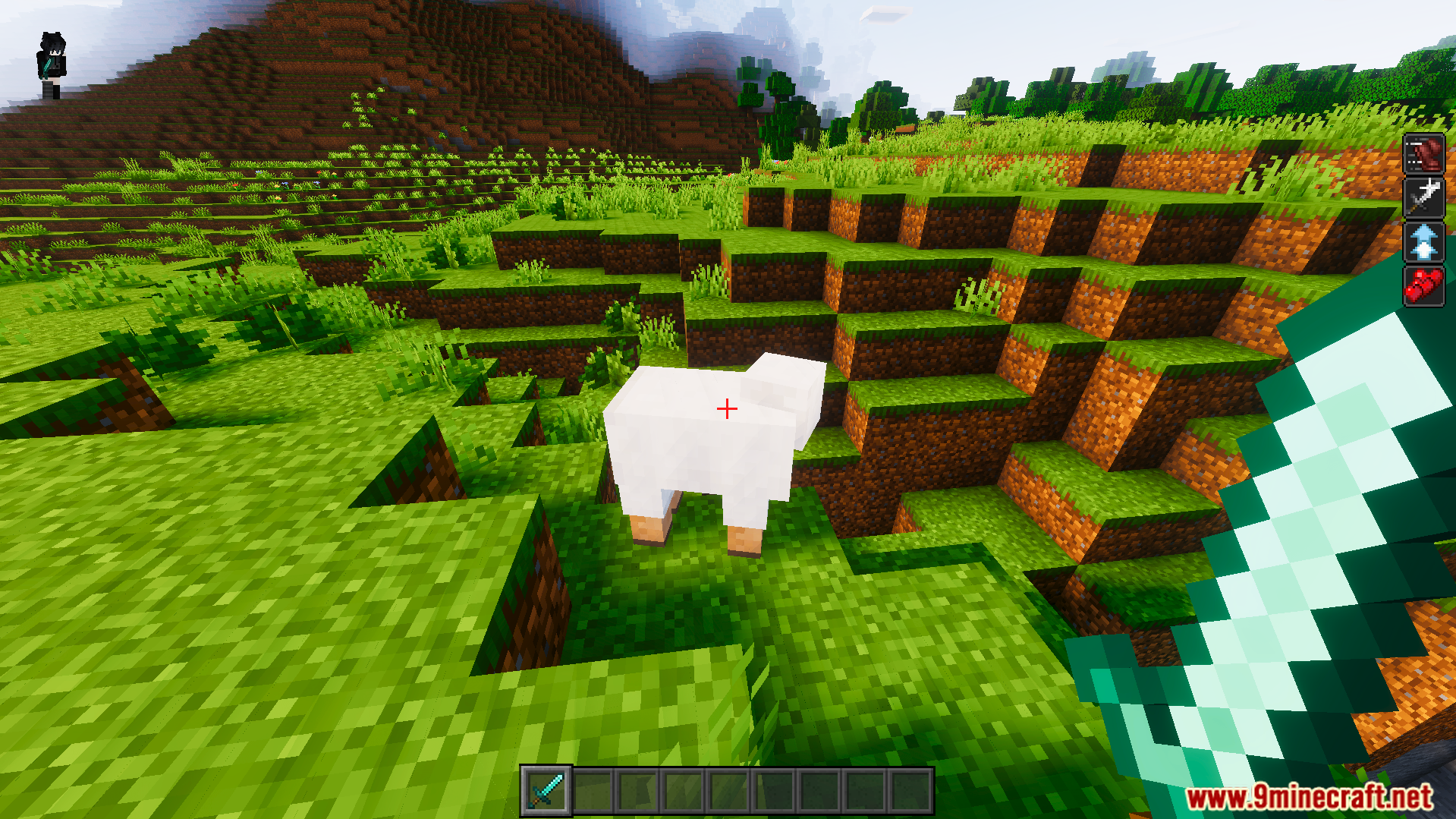 Crosshair Indicator Texture Pack Screenshot 3 Crosshair Indicator Texture Pack turns the crosshair red when aiming at a sheep