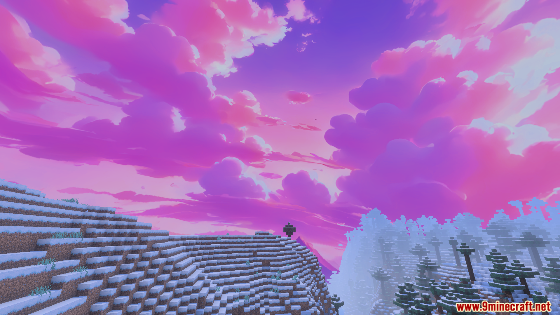 bright nebula galaxy sky design over a snowy mountain landscape
