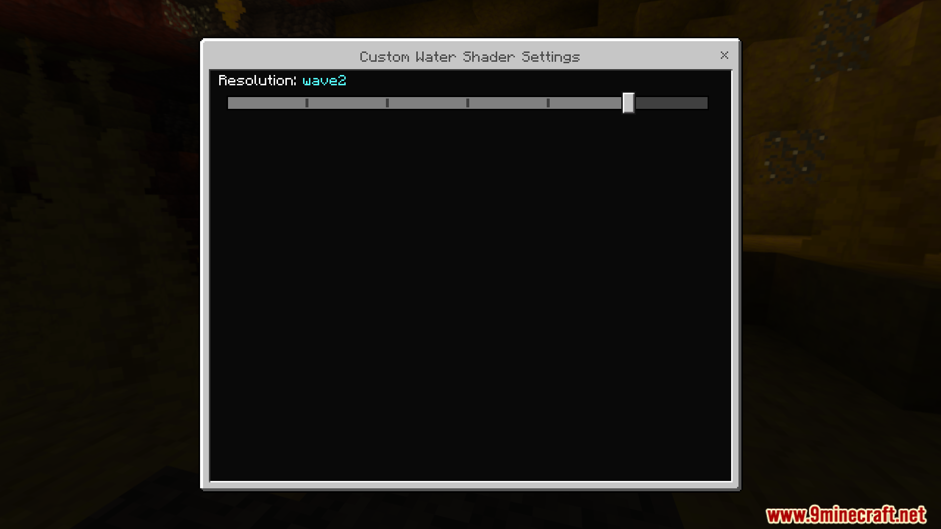 Custom Water Shader settings menu with a slider to select wave styles