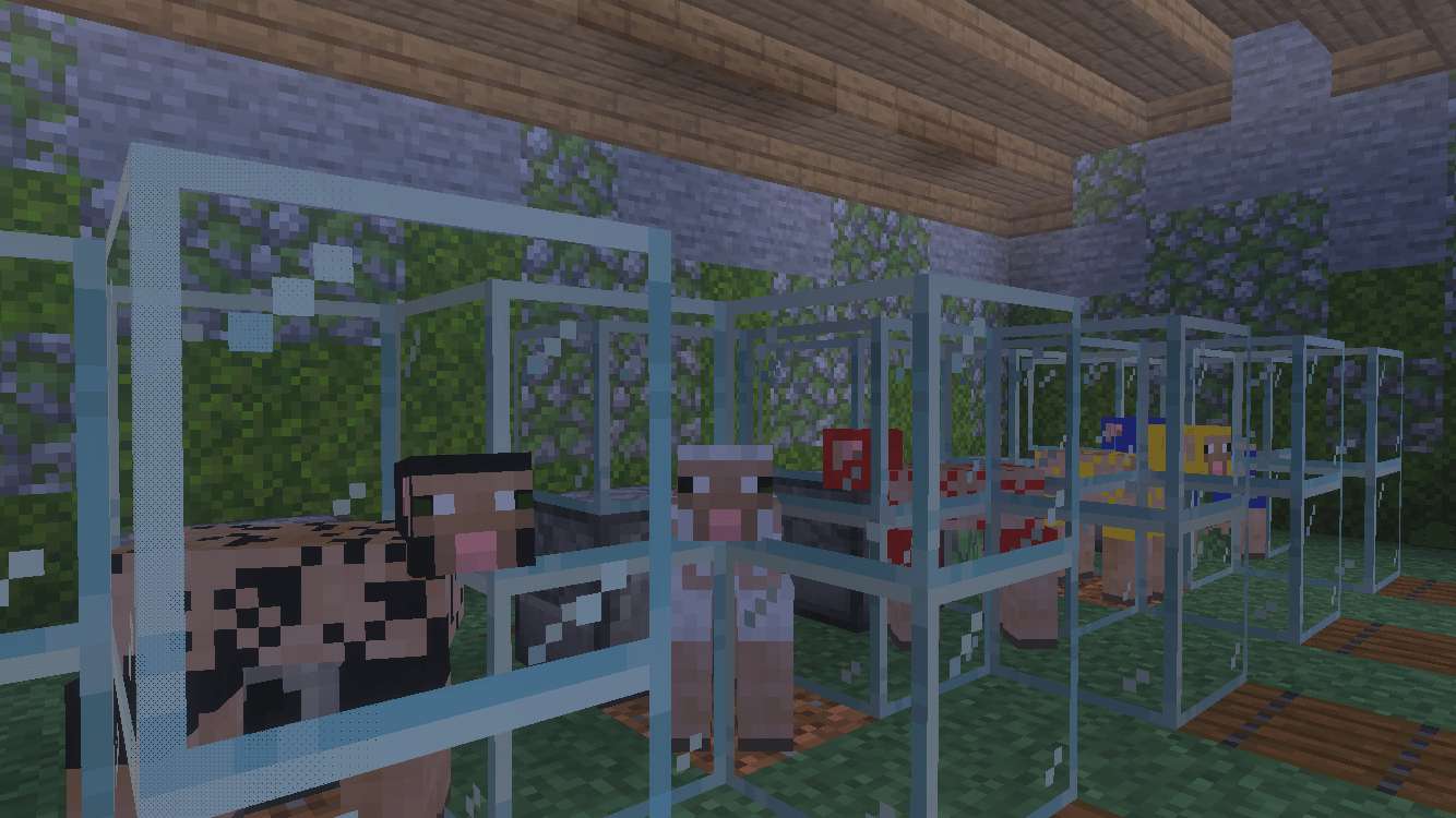 A 250 Days Bakuthebuilder Map Screenshot 1 Colorful sheep inside glass enclosures for an automatic wool farm