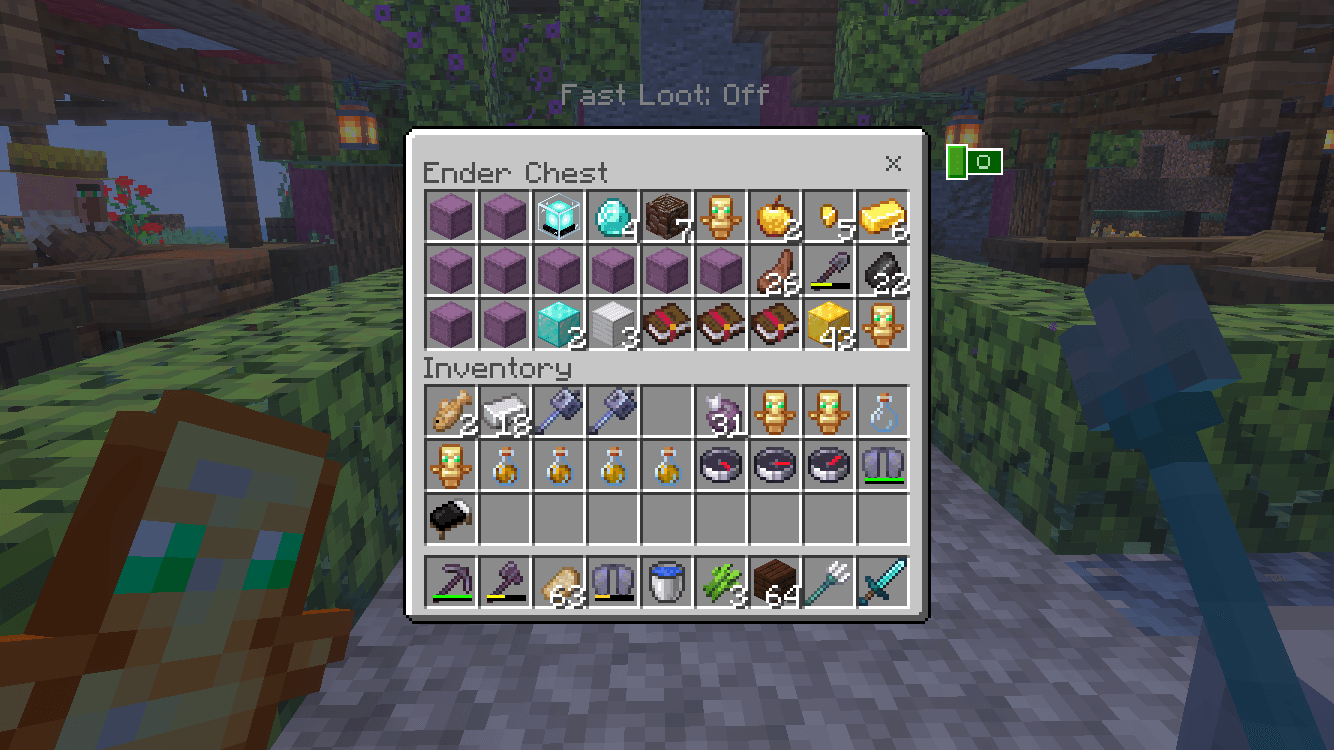 A 250 Days Bakuthebuilder Map Screenshot 4 Player inventory showing valuable end game gear and shulker boxes
