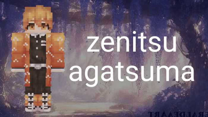 Demon Slayer Gh Addon Texture Pack Screenshot 4 Zenitsu Agatsuma character skin from the Demon Slayer anime