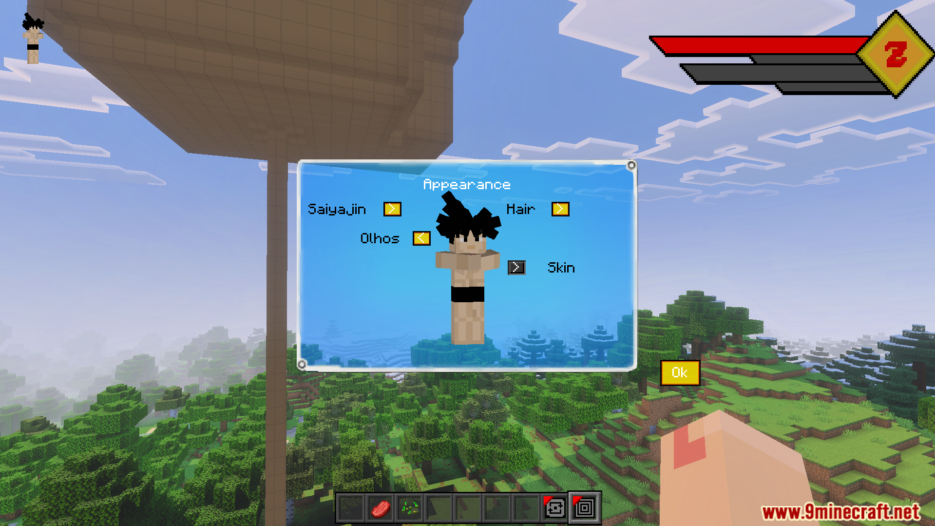 Dragon Block C Ultimate Addon Screenshot 3 Dragon Block C Ultimate Addon menu for selecting Saiyan race and appearance