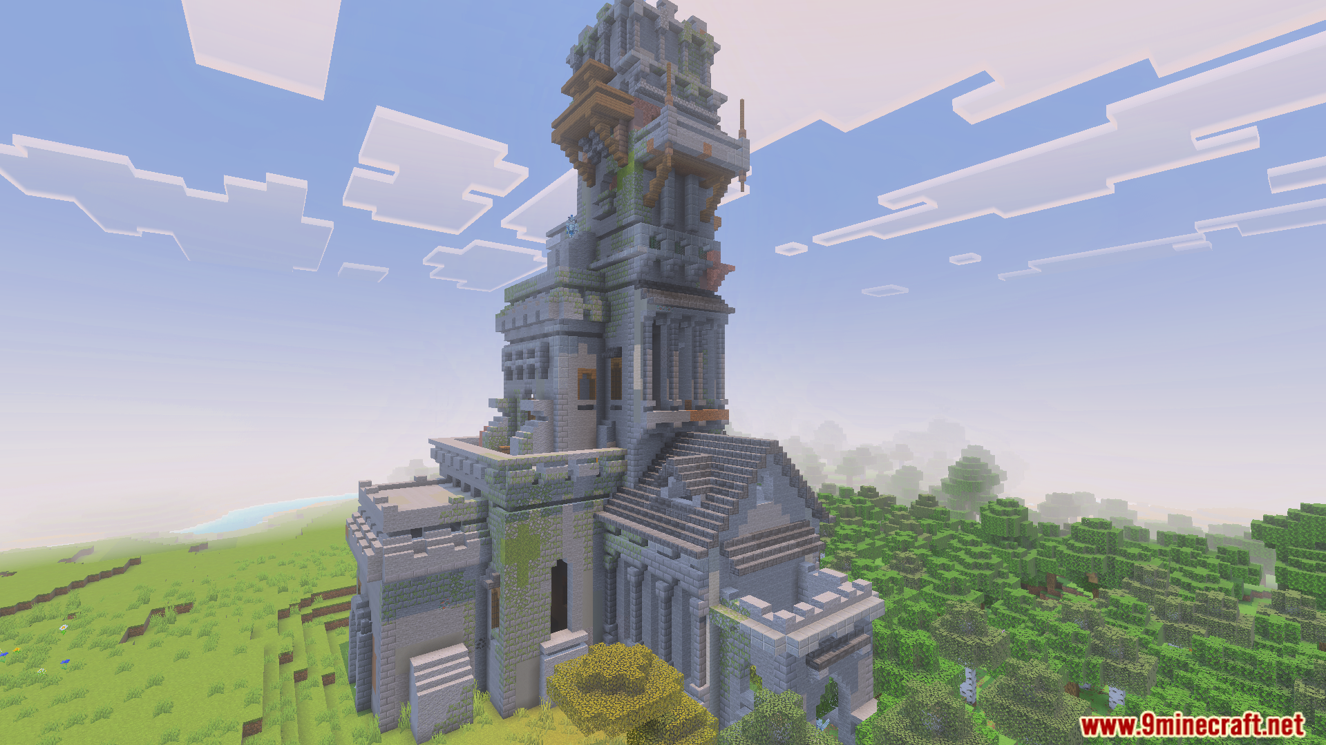 Large stone tower structure added by the Dungeon Raiders Addon for exploration