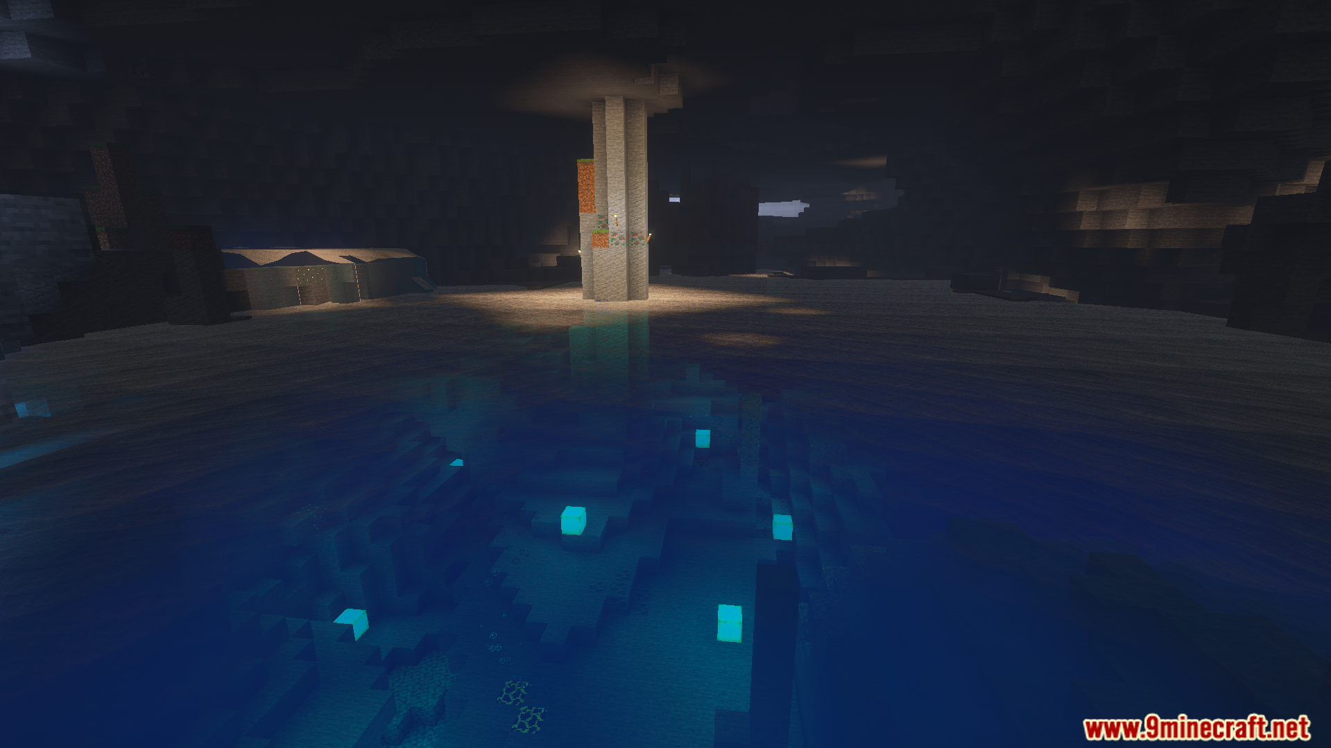 Dynamic Water Texture Pack Screenshot 1 Dynamic Water Texture Pack adds realistic movements and reflections to cave water
