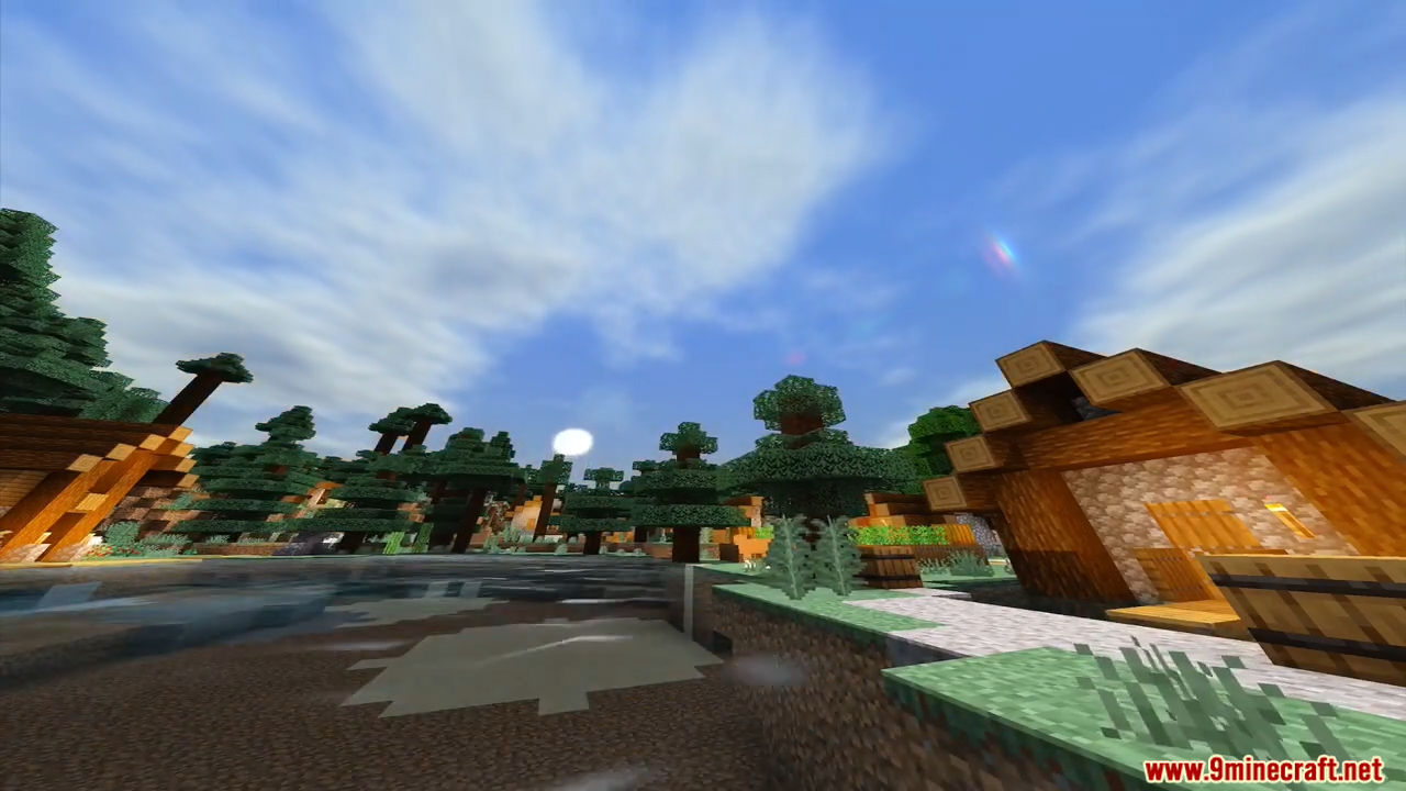 ESBE 1G Shader Screenshot 2 Beautiful Minecraft landscape featuring realistic sky and lighting from a shader pack