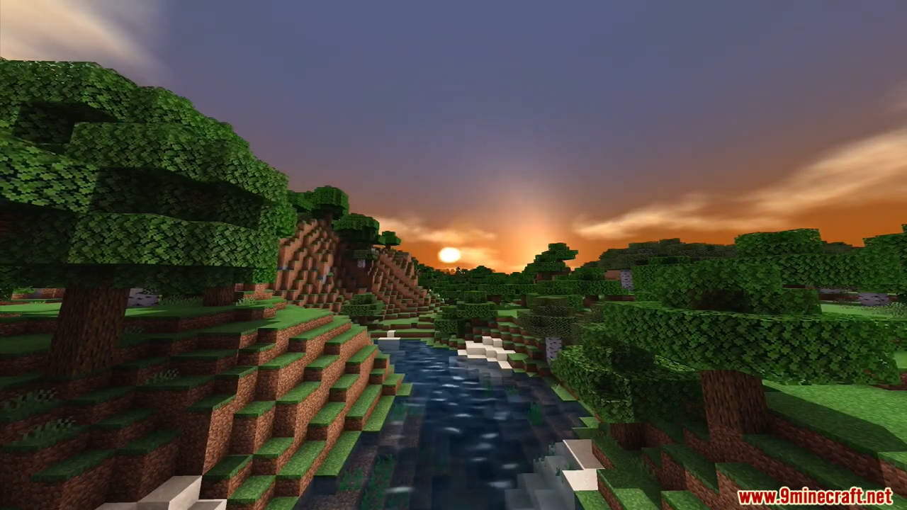 ESBE 1G Shader Screenshot 5 A beautiful sunset over a river and forest using ESBE 1G Shader