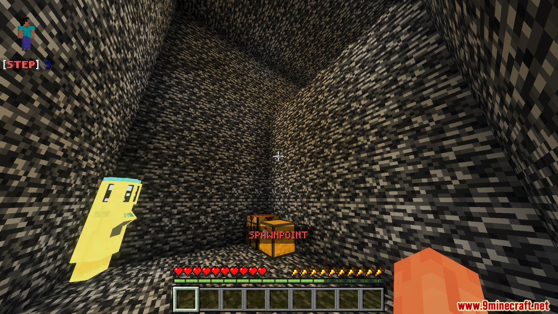 Escape from Bedrock Prison 10 the Last Journeys Map Screenshot 9 Starting room of Bedrock Prison with a chest and a yellow character