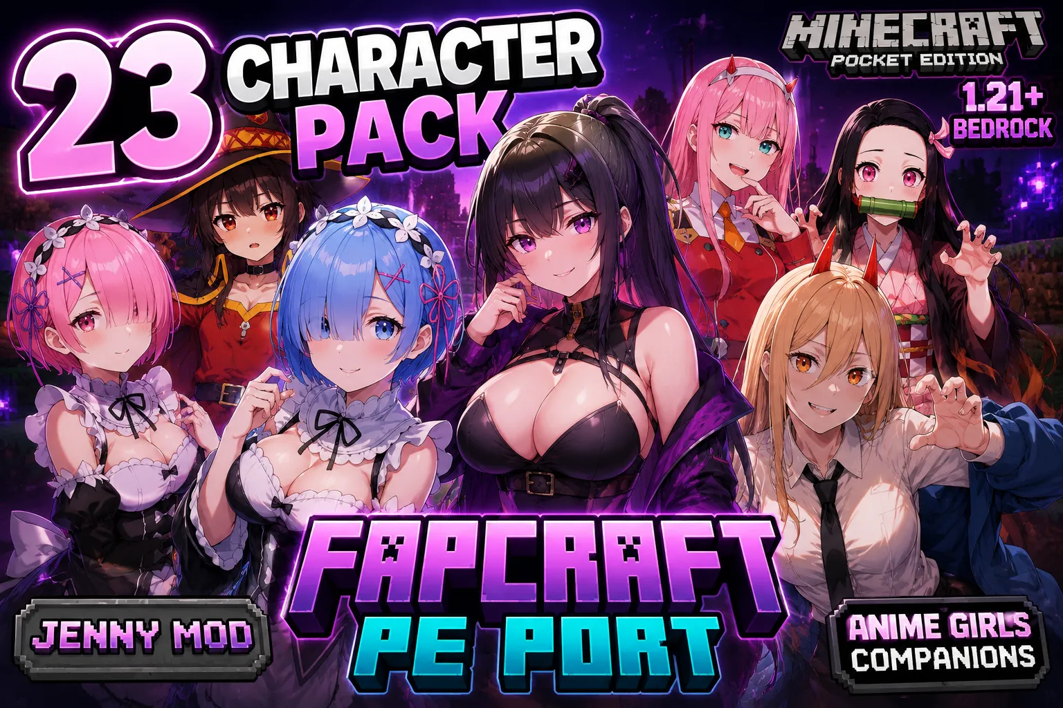 Fapcraft Character Pack for Minecraft PE 1.21 – Jenny Mod Bedrock Port