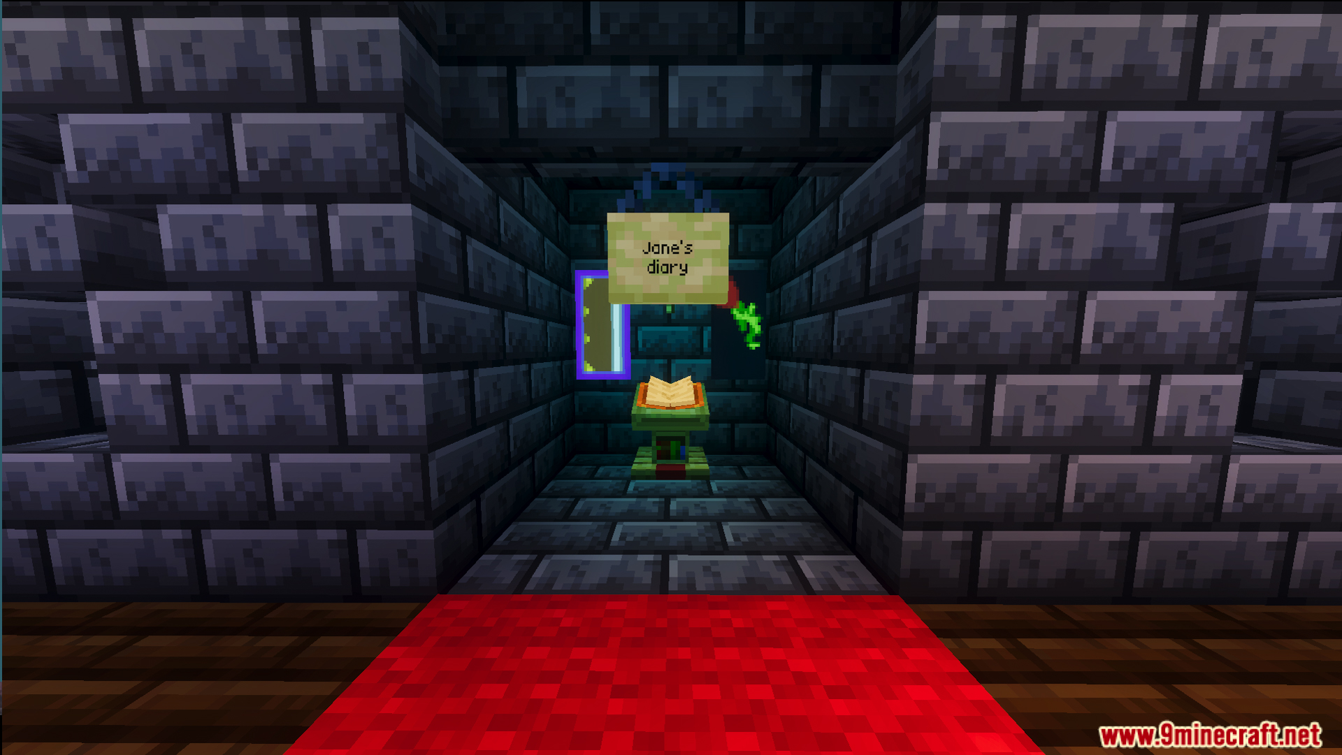 Fazbears Pizzeria Horror map features a lectern with Jane diary in a hallway