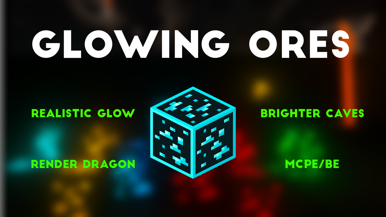 Glowing Ores Texture Pack (26.x, 1.21) – MCPE/Bedrock