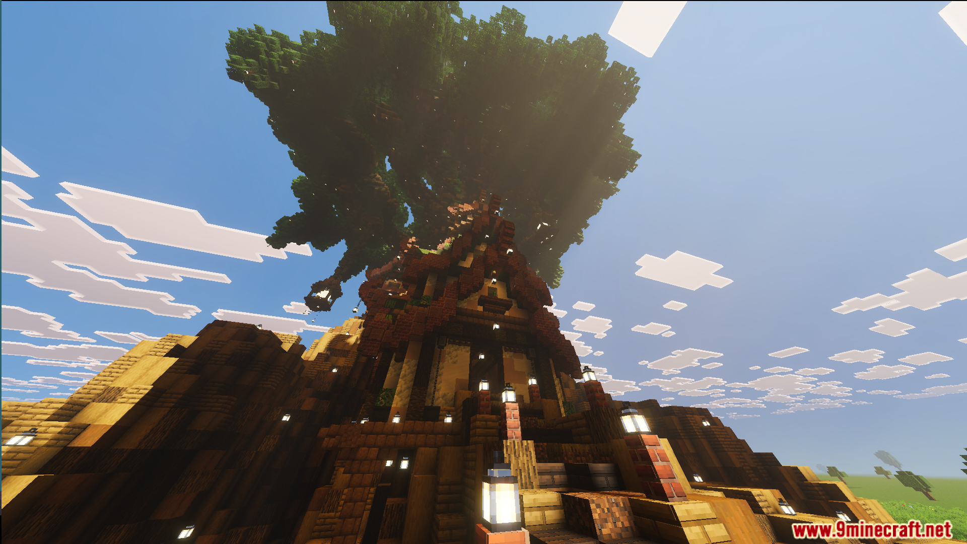 God Tree House Map Screenshot 1 God Tree House Map features a massive fantasy oak tree with red roofs