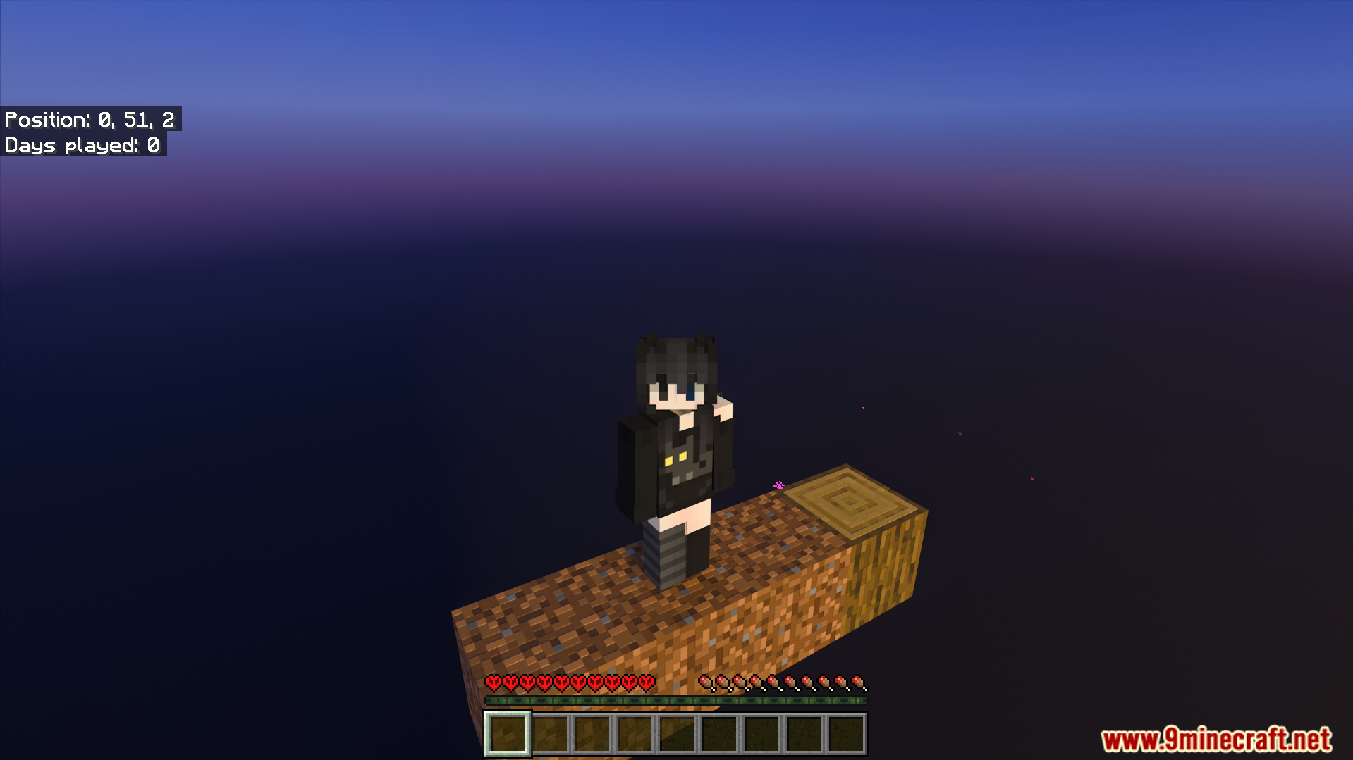 Hardcore One Block Map Screenshot 7 A player starts their survival journey on a single floating block